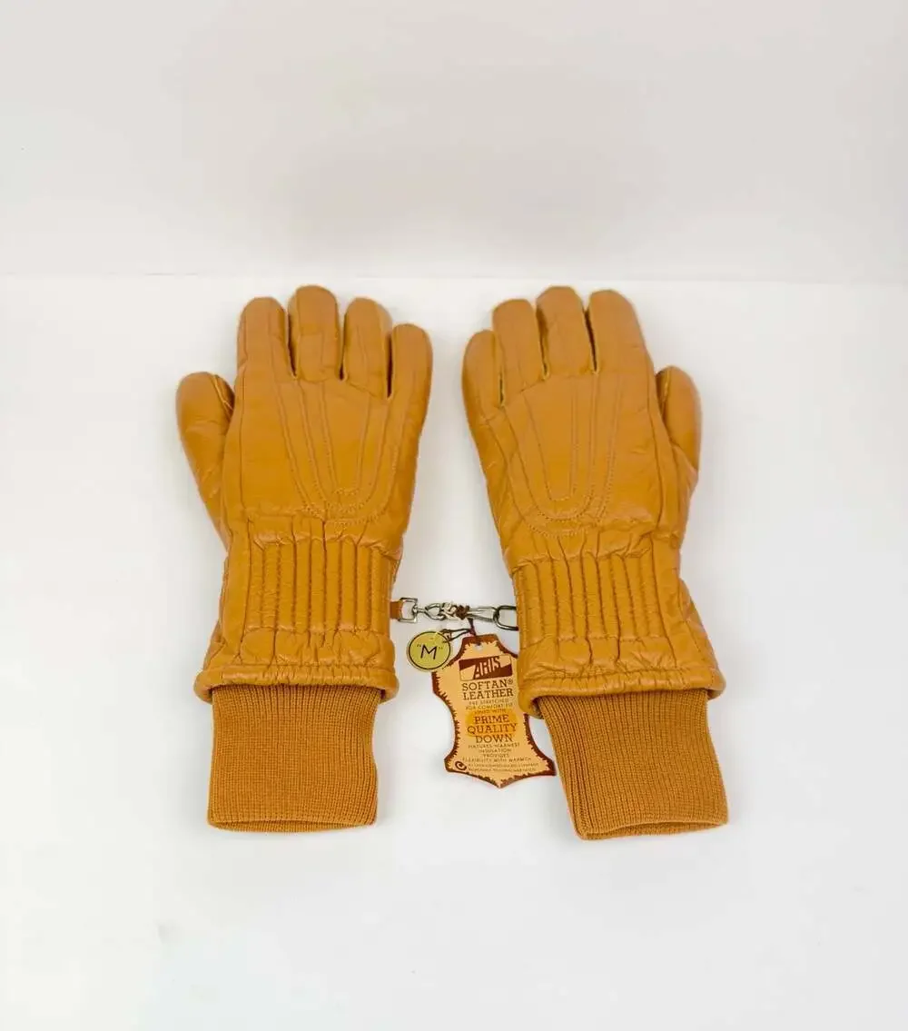 Aris Softan Leather Winter Gloves Prime Quality Down Insulation Mustard Gold
